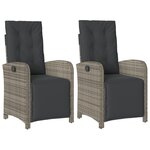 vidaXL Chaises inclinables de jardin lot de 2 et repose-pied rotin