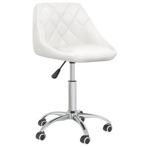 Chaise fauteuil siège pivotante de bureau informatique étude similicuir blanc 02_0024085