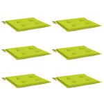 vidaXL Coussins de chaise de jardin lot de 6 vert vif 40x40x4 cm