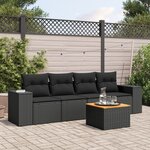 vidaXL Salon de jardin 5 Pièces avec coussins noir résine tressée