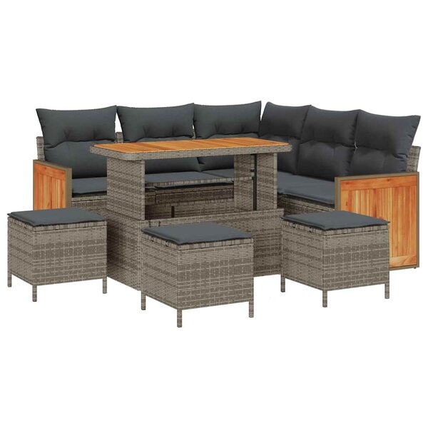 vidaXL Ensemble de canapé de jardin 9 Pièces Gris 110 x 55 x 71 cm