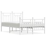 vidaXL Cadre de lit métal sans matelas et pied de lit blanc 120x190 cm