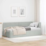 vidaXL Cadre de lit d'angle Gris clair 90 x 190 cm Velours
