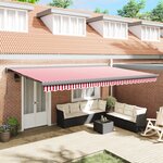 vidaXL Store Rétractable Rayé Rouge et Blanc 500x300 cm