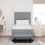vidaXL Lit à ressorts avec matelas Gris clair 100 x 200 cm tissu