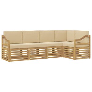 vidaXL Ensemble de canapés d'extérieur 5 Pièces Blanc et Beige