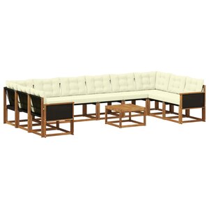 vidaXL Ensemble de canapés d'extérieur 11 Pièces Naturel et Crème