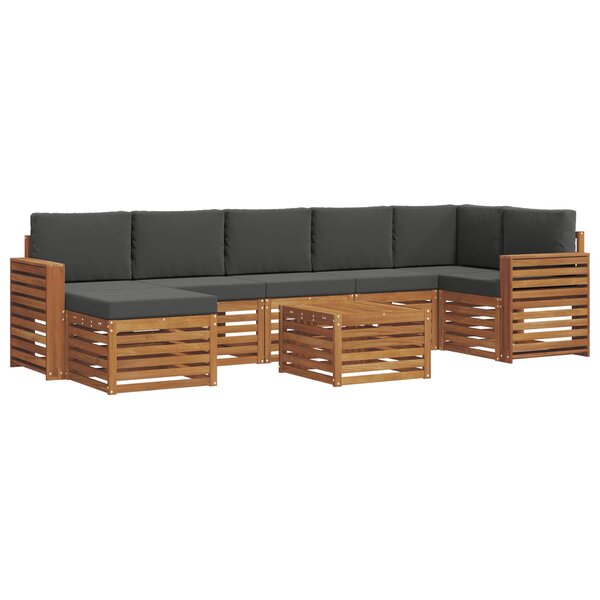 vidaXL Ensemble de canapés d'extérieur 8 pc Naturel et Anthracite