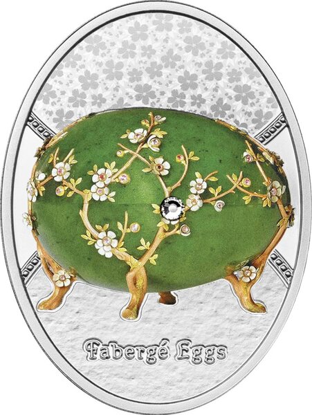 Pièce de monnaie en Argent 1 Dollar g 16.81 Millésime 2024 Faberge Eggs APPLE BLOSSOM EGG