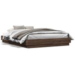 vidaXL Cadre de lit avec LED sans matelas chêne marron 150x200 cm