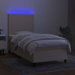 vidaXL Sommier à lattes de lit et matelas et LED Crème 90x200 cm Tissu