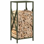 vidaXL Portant de bois chauffage vert olive 34x25x70 cm