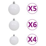 Vidaxl arbre de noël mince avec led et boules argenté 240 cm