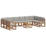 vidaXL Ensemble de canapés d'extérieur 11 Pièces Gris Naturel et Clair