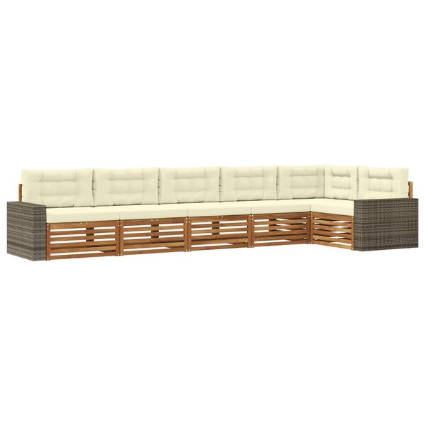 vidaXL Ensemble de canapés d'extérieur 6 pc Naturel et Crème Polyester