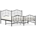 vidaXL Cadre de lit métal sans matelas avec pied de lit noir 160x200cm