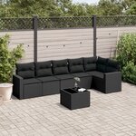 vidaXL Salon de jardin 7 Pièces avec coussins noir résine tressée