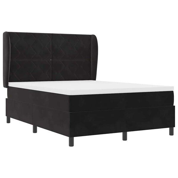 vidaXL Lit à ressorts avec matelas Noir 140 x 190 cm Velours