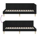 vidaXL Cadre de lit d'angle Noir 90 x 200 cm Tissu et bois reconstitué