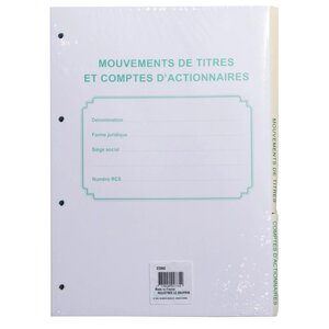 Recharge Numérotée/perforée 58 Feuillets Unis Blanc Épaisseur Du Papier 90g Avec Gardes Titrées Pour Classeurs Mouvements De Titres Liste Des Actionnaires - Format A4 - Autre - Le Dauphin