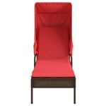 vidaXL Chaise longue avec auvent marron résine tressée