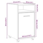 vidaXL Armoire avec roues chêne artisanal 33x38x60cm bois d'ingénierie
