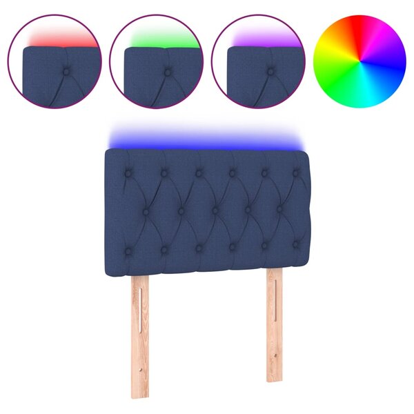 vidaXL Tête de lit à LED Bleu 80x7x78/88 cm Tissu