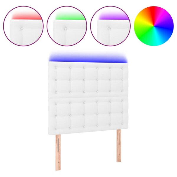 vidaXL Tête de lit à LED Blanc 90x5x118/128 cm Similicuir