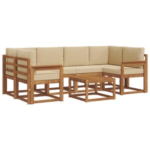 vidaXL Ensemble de canapés d'extérieur 7 Pièces Naturel et Beige