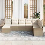 vidaXL Ensemble de canapé de jardin 8 Pièces Beige Poly rotin
