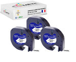 3 rubans compatibles 91201 s0721610 pour étiqueteuses dymo letratag -12mm x 4m noir sur blanc