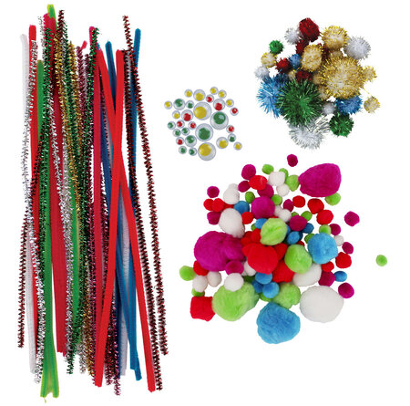 Pompons et chenilles + accessoires 400 pièces