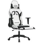 vidaXL Chaise de jeu avec repose-pied Blanc et noir Similicuir