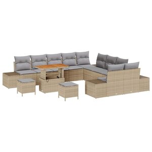 vidaXL Ensemble de canapé de jardin 13 Pièces Beige Poly rotin