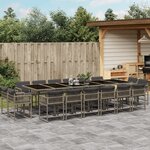 vidaXL Ensemble à manger de jardin 17 Pièces et coussins résine tressée