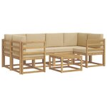 vidaXL Ensemble de canapés d'extérieur 7 Pièces Blanc et Beige