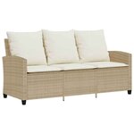 vidaXL Canapé de jardin 3 places coussins table beige résine tressée