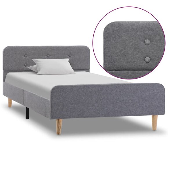 vidaXL Cadre de lit Gris clair Tissu 90 x 200 cm