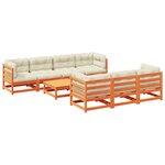 vidaXL Salon de jardin 8 Pièces avec coussins marron cire bois pin massif