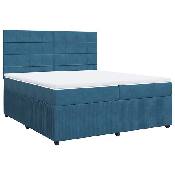 vidaXL Sommier à lattes de lit et matelas Bleu foncé 200x200cm Velours
