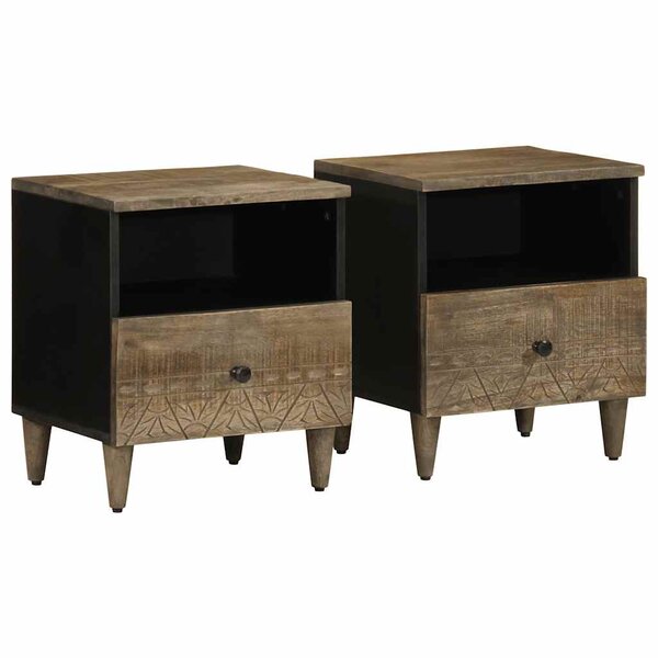 vidaXL Tables chevet 2 Pièces gris clair 40x33x46 cm bois manguier solide