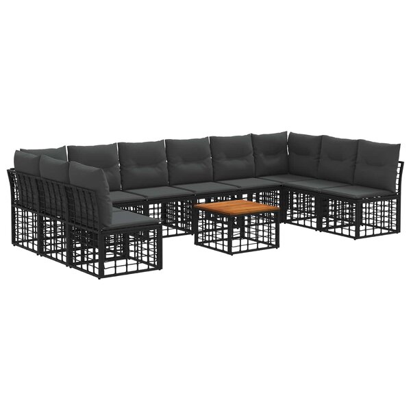 vidaXL Ensemble de canapés d'extérieur 11 pc Noir et Gris foncé