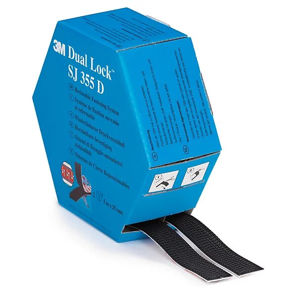 Fixation plastique dual lock 3m noir (lot de 2)