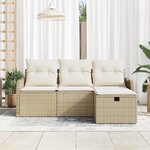 vidaXL Ensemble de canapé de jardin 4 Pièces Beige et crème polyrotin