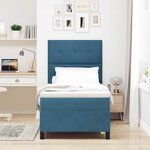 vidaXL Lit à ressort LED avec matelas Bleu foncé 90 x 200 cm tissu