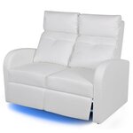 vidaXL Fauteuil inclinable à LED à 2 places Cuir artificiel Blanc