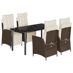 vidaXL Ensemble à manger de jardin 5 Pièces et coussins marron poly rotin