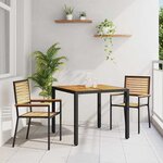 vidaXL Ensemble de salle à manger pour jardin 3 Pièces Noir
