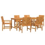 vidaXL Ensemble de salle à manger pour jardin 7 Pièces Marron