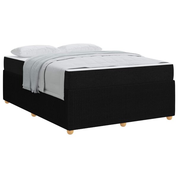 vidaXL Cadre de lit avec matelas Noir 160 x 200 cm tissu